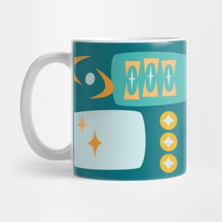 Atomic Age MCM Pattern in Teal, Aqua, Orange Mug